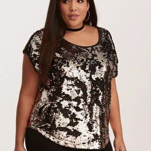 Torrid Rose Gold Short Sleeve Sequin Top Size 2 2X